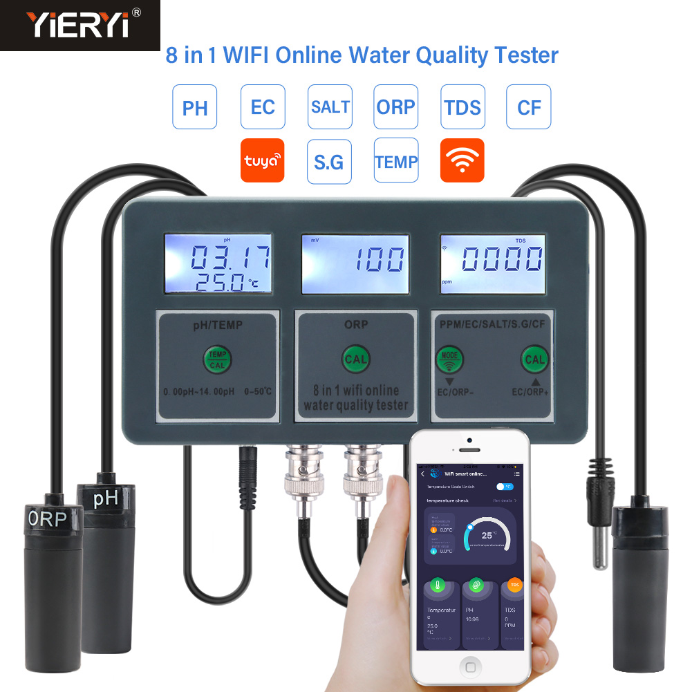 Ph Meter Digital Water Tester - WiFi Tuya Smart PH Meter Registratore
