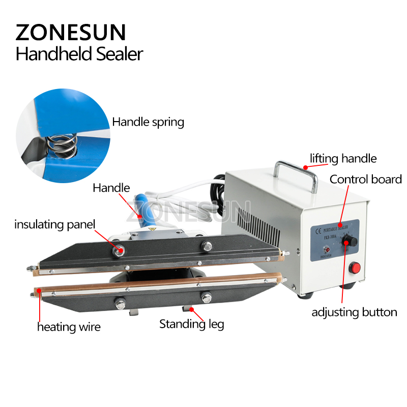 Plastic Bag Impulse Heat Sealer - ZONESUN Sigillatrice a impulsi portatile con