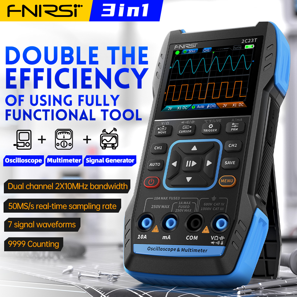 Fnirsi Digital Oscilloscope Handheld - Oscilloscopio Digitale 3-in-1 2C23T 10MHz a