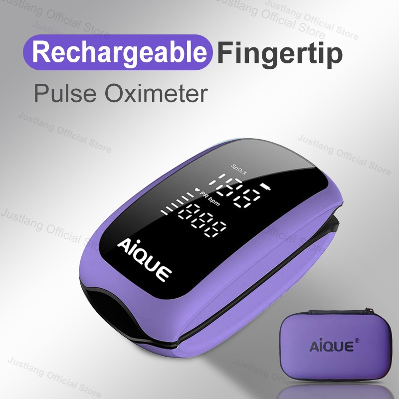 Pulse Oximeter Fingertip Rechargeable - AiQUE Viola Ricaricabile Ossimetro Cinturino Medico
