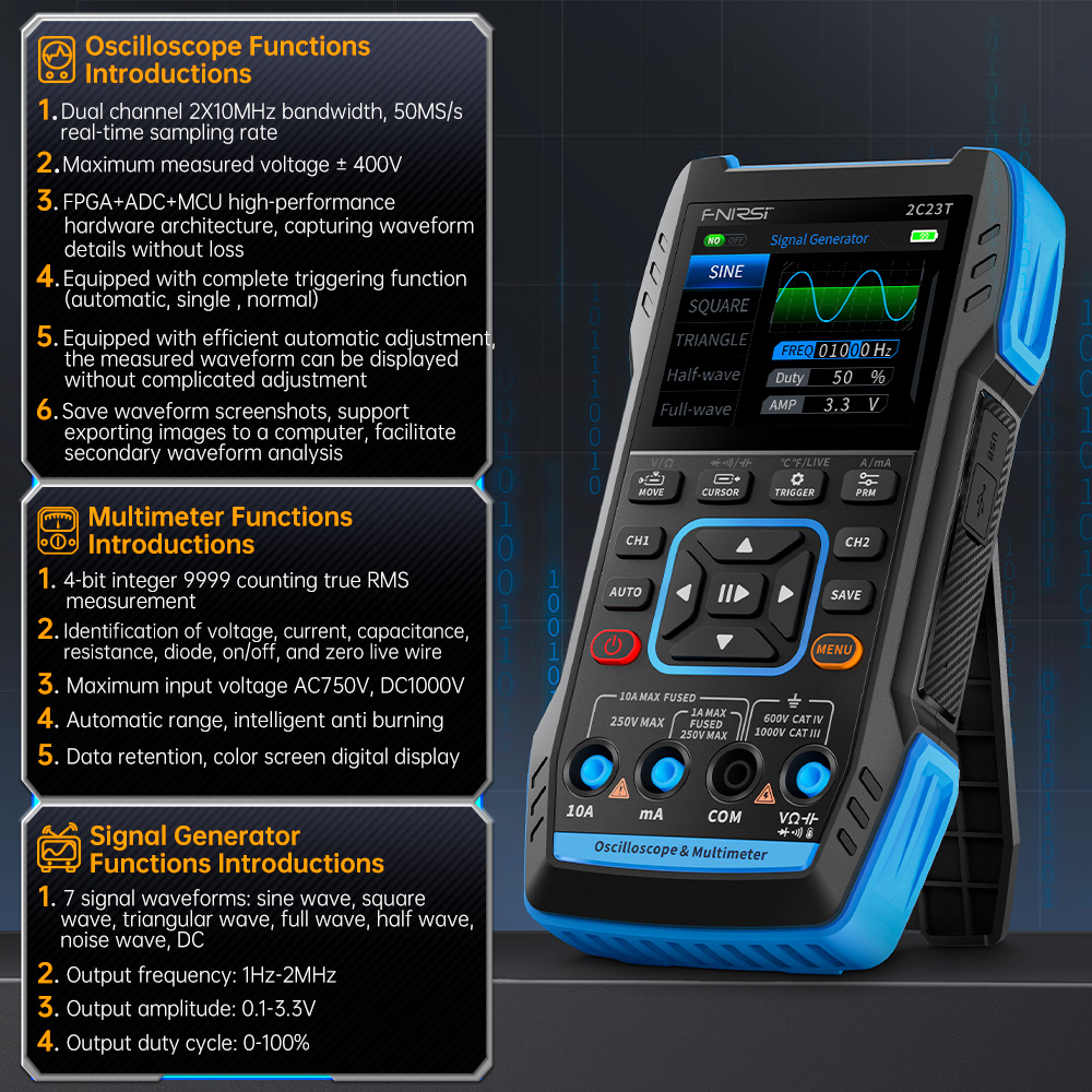 FNIRSI 2C23T Multimetro oscill - Fnirsi Digital Oscilloscope Handheld recensione e prezzo