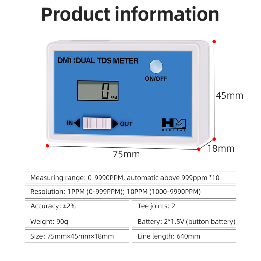 DM1 Dual TDS Tester della qual - Ph Meter Digital Water Tester recensione e prezzo